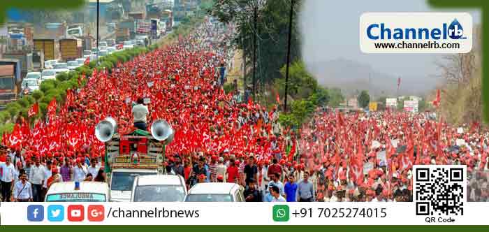 You are currently viewing മഹാരാഷ്ട്രയിൽ കര്‍ഷക മാര്‍ച്ച് മുബൈ നഗരത്തില്‍ പ്രവേശിച്ചു; പ്രക്ഷോഭത്തെ നിയമസഭാ പരിസരത്തേക്ക് അടുപ്പിക്കരുതെന്നും അടിച്ചോടിക്കണമെന്നും പോലീസിന് സർക്കാർ നിർദ്ദേശം; ക്ഷമ പരീക്ഷിക്കരുത്, പോലീസിനെ ഇറക്കി വിരട്ടിയാലും പേടിക്കില്ലെന്ന് കർഷകർ; മഹാരാഷ്ട്ര പ്രക്ഷുബ്ദം