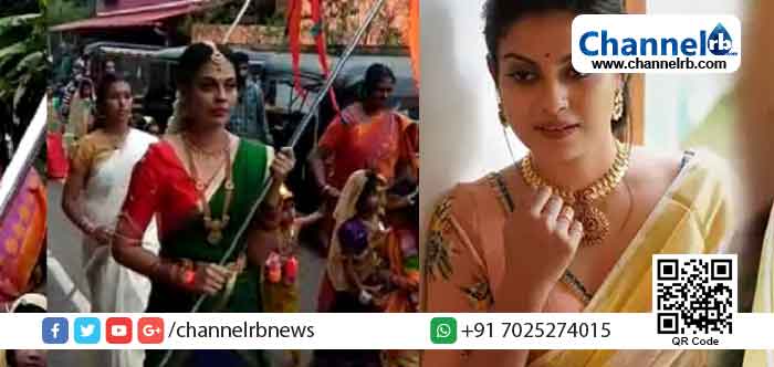 You are currently viewing ഇതിനെ ആരും ഒരു നെഗറ്റീവായി കാണരുത്; രാഷ്ട്രീയം കലര്‍ത്തരുത്; ഘോഷയാത്രയില്‍ ഭാരതാംബയായി നടി അനുശ്രീ