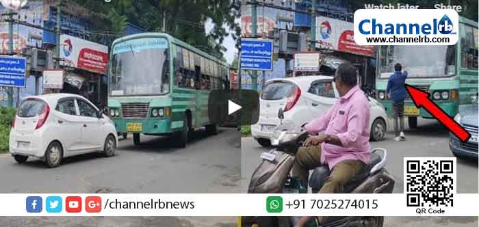 You are currently viewing ഒരു മര്യാദയുമില്ലാതെ ഓവര്‍ടേക്കിങ്, ട്രാക്ക് മാറി തമിഴ്‌നാട് ബസ്; തടഞ്ഞ് മലയാളി യുവാവ്; വീഡിയോ വൈറലാകുന്നു
