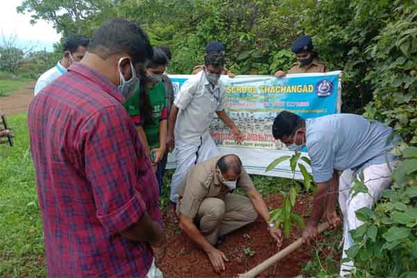 You are currently viewing സ്നേഹവും കരുതലും മണ്ണിന് എന്ന സന്ദേശവുമായി മാന്തൈ @ 2021; ബേക്കൽ ഡി.വൈ.എസ്.പി. ബിജു കെ.എം നാട്ടുമാവിൻ തൈ നട്ട് ഉദ്‌ഘാടനം നിർവഹിച്ചു