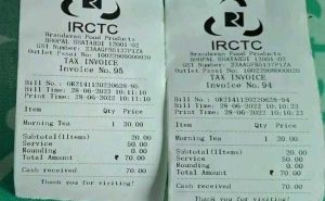 Read more about the article യാത്രക്കിടയിൽ ട്രെയിനിൽ നിന്നും വാങ്ങിയ  ഒരു കപ്പ് ചായയ്ക്ക് 70 രൂപ;  ബിൽ പങ്കിട്ട് ട്രെയിൻ യാത്രക്കാരൻ; റെയിൽവേ നൽകിയ വിശദീകരണം ഇങ്ങിനെ