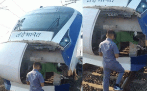 Read more about the article ഗുജറാത്തിൽ വന്ദേ ഭാരത് ട്രെയിൻ വീണ്ടും അപകടത്തിൽപ്പെട്ടു; ഇത്തവണയും ഇടിച്ചത് കാളയുമായി