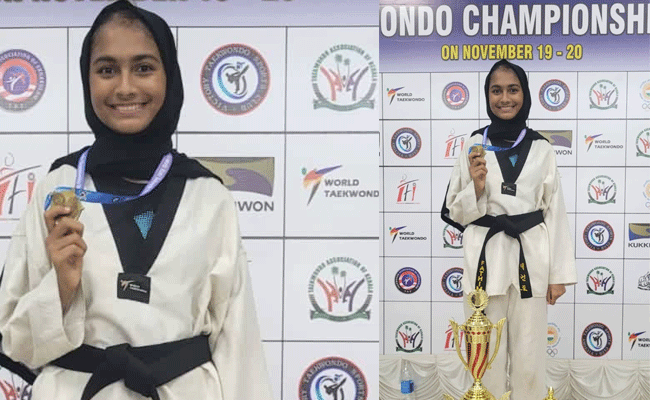 Read more about the article സംസ്ഥാന തായ്‌ക്വോണ്ടോ ചാമ്പ്യൻഷിപ്പിപ്പുകളിൽ ഫാത്തിമയ്ക്ക് ഹാട്രിക് സ്വർണ്ണം