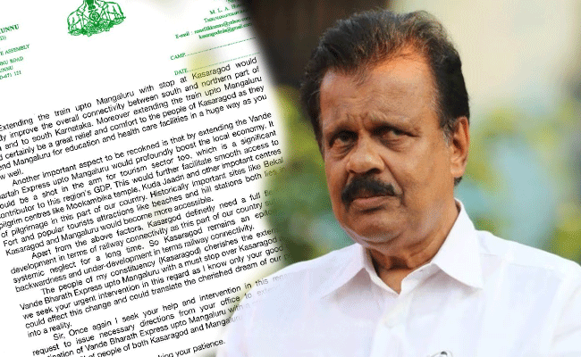Read more about the article തിരുവനന്തപുരം – കണ്ണൂർ വന്ദേഭാരത് എക്സ്പ്രസ്സ് കാസർകോട് സ്റ്റോപ്പോടു കൂടി മംഗലാപുരം വരെ നീട്ടണം ;ആവശ്യവുമായി എൻ.എ നെല്ലിക്കുന്ന് എം.എൽ.എ; കേന്ദ്രമന്ത്രിക്ക് കത്തയച്ചു