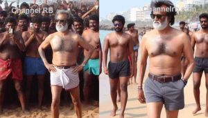 Read more about the article നിലവിളക്കിന് തിരികൊളുത്തി മേക്കപ്പിട്ട രജനികാന്ത്; ചിത്രീകരണം ബീച്ചിന് സമീപത്തെ വീട്ടില്‍, സ്റ്റൈല്‍ മന്നനെ കാണാനായി തടിച്ചുകൂടി ആരാധകര്‍