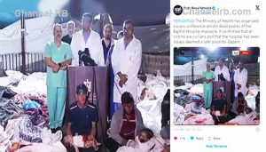 Read more about the article കൂട്ടിയിട്ട മൃതദേഹങ്ങള്‍ക്ക് നടുവില്‍ വാര്‍ത്താ സമ്മേളനം; നടത്തിയത് ഗസ്സ ആശുപത്രി ഡോക്ടര്‍മാര്‍