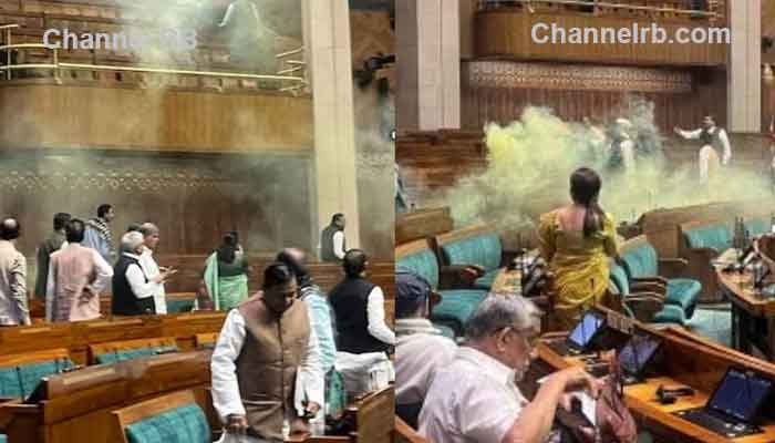 You are currently viewing ലോക്‌സഭയിൽ സുരക്ഷ വീഴ്‌ച; ഒരു യുവതിയടക്കം നാലുപേര്‍ പിടിയിൽ, അക്രമികൾ സ്‌മോക്ക് സ്പ്രേ ഒളിപ്പിച്ചത് ഷൂസിനുള്ളിൽ, ഉപയോഗിച്ചത് ബി.ജെ.പി എം.പിയുടെ പാസ് എന്ന് റിപ്പോർട്ടുകൾ