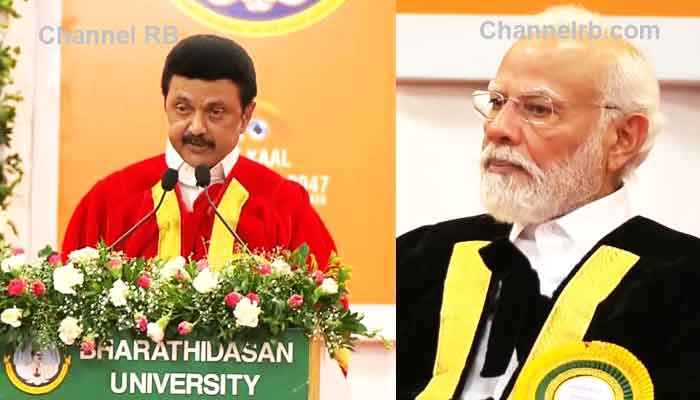 You are currently viewing ദ്രാവിഡ മോഡൽ തമിഴ്‌നാടിനെ വിദ്യാഭ്യാസ ഹബ്ബാക്കി മാറ്റി’; പ്രധാന മന്ത്രിയെ വേദിയിലിരുത്തി നേട്ടങ്ങൾ എണ്ണിപ്പറഞ്ഞ് എം.കെ സ്റ്റാലിൻ