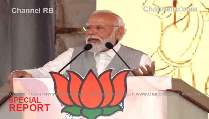 You are currently viewing ഭരണ നേട്ടങ്ങള്‍ എണ്ണിപ്പറഞ്ഞ് മോദി; മുത്തലാഖ് നിര്‍ത്തിയതും വനിതാ ബില്ലും ഉജ്ജ്വല ഗ്യാസും, അത് മോദിയുടെ ഗ്യാരണ്ടി, പദ്‌മനാഭനെ ആദരിച്ചു കൊണ്ട് പ്രസംഗം