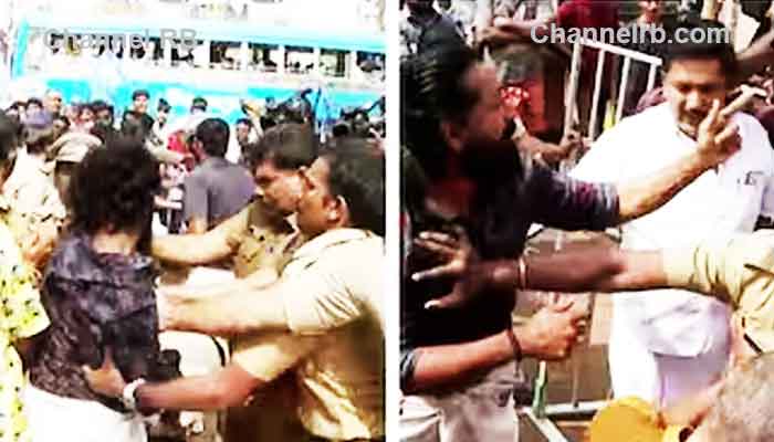 You are currently viewing കേരള പോലീസിനെ നടുവിൽ നിർത്തി അങ്കം; പ്രധാനമന്ത്രി പ്രസംഗിച്ച ഇടത്ത് ചാണക വെള്ളത്തിൽ ശുദ്ധീകരിക്കാൻ യൂത്ത് കോൺഗ്രസ്, തടഞ്ഞ് ബി.ജെ.പി പ്രവർത്തകർ, തുടർന്ന് സംഘട്ടനം