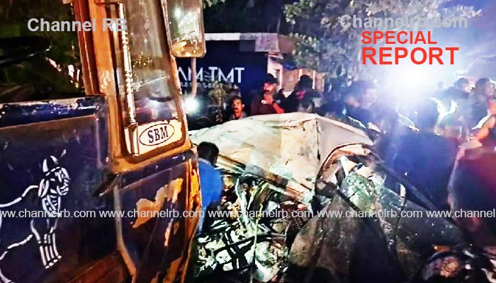 You are currently viewing നാടിനെ നടുക്കിയ കണ്ണൂരിലെ വാഹനാപകടം; ദാരുണമായി മരണപ്പെട്ടത് കാസര്‍കോട് സ്വദേശികൾ, മൃതദേഹങ്ങള്‍ പുറത്തെടുത്തത് കാര്‍ വെട്ടിപ്പൊളിച്ച്