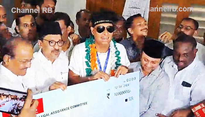 You are currently viewing റഹീമിനായി ബോബി ചെമ്മണ്ണൂര്‍ ഒരു കോടി രൂപ കൈമാറി; സംഘടനകളുടെയും വ്യക്തികളുടെയും കൂട്ടായ്‌മയുടെയും വിജയമാണെന്ന് സാദിഖലി തങ്ങള്‍