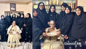 Read more about the article ബോവിക്കാനം എ.യു.പി സ്കൂളിൽ പ്രധാന അദ്ധ്യാപികയായി വിരമിച്ച ശാരദ ടീച്ചറെ മുളിയാർ പഞ്ചായത്ത് വനിതാ ലീഗ് കമ്മിറ്റി ആദരിച്ചു; ഓണപുടവ കൈമാറി