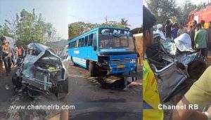 Read more about the article കുമ്പളയിൽ കാറും ബസ്സും കൂട്ടിയിടിച്ചുണ്ടായ അപകടത്തിൽ നടുങ്ങി നാടും നാട്ടുകാരും; നാലുപേർക്ക് ഗുരുതരമായി പരിക്കേറ്റു; കാർ വെട്ടിപ്പൊളിച്ചാണ് രക്ഷാ പ്രവർത്തനം നടത്തിയത്; കൂടുതൽ അറിയാം..