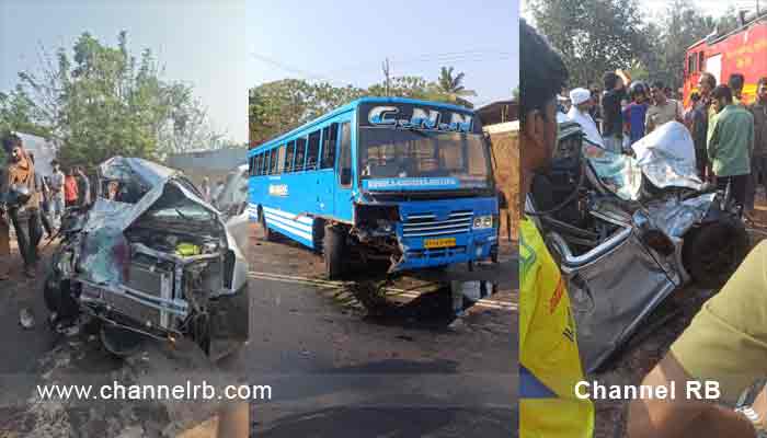 Read more about the article കുമ്പളയിൽ കാറും ബസ്സും കൂട്ടിയിടിച്ചുണ്ടായ അപകടത്തിൽ നടുങ്ങി നാടും നാട്ടുകാരും; നാലുപേർക്ക് ഗുരുതരമായി പരിക്കേറ്റു; കാർ വെട്ടിപ്പൊളിച്ചാണ് രക്ഷാ പ്രവർത്തനം നടത്തിയത്; കൂടുതൽ അറിയാം..